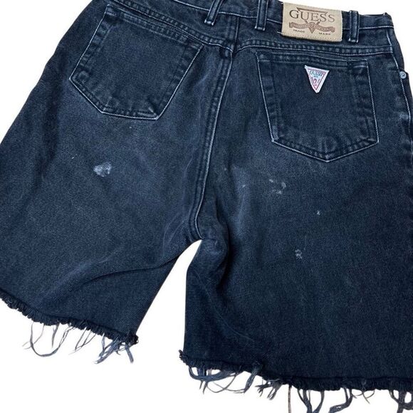 Vintage 90’s Guess Black Stonewash Jean Shorts Jorts Women’s 31 - Picture 3 of 5